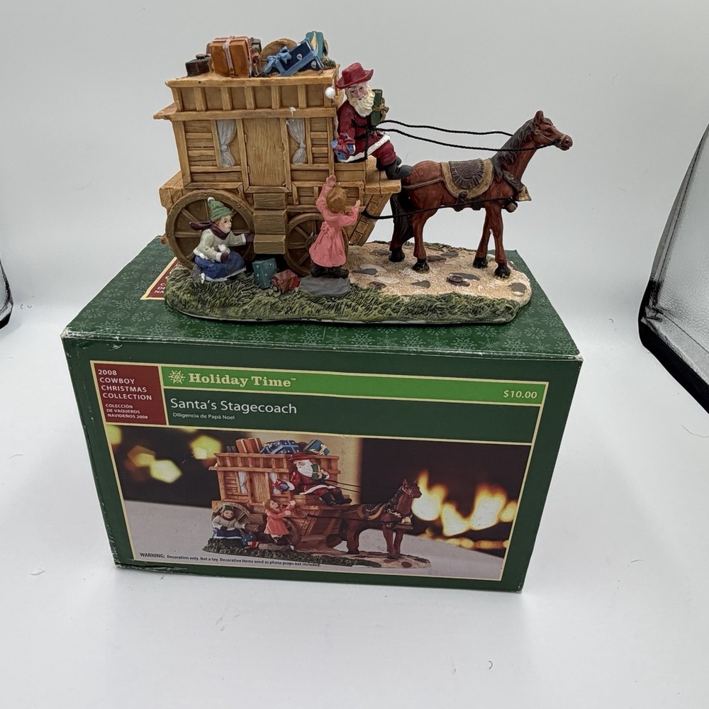2008 Holiday Time Cowboy Christmas Collection Santa's Stagecoach Figurine